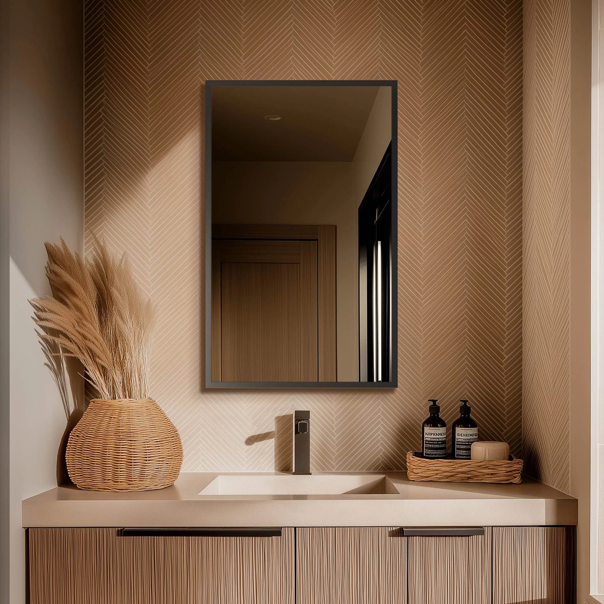 Level Bathroom Mirror With Lighting - Rectangular